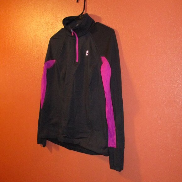 FILA Performance Sports Woman Medium Black Purple Zip Front Long Sleeve Pullover - Picture 3 of 7